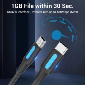 USB кабел Vention USB 2.0 C M / Mini USB 5pin - COWBD