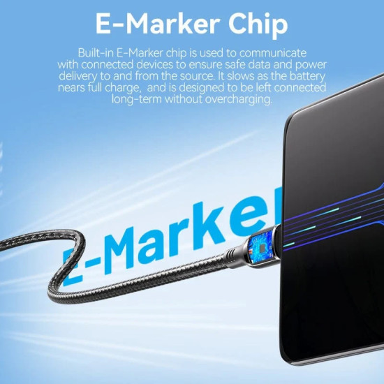 USB кабел Vention USB2.0 Type-C/Type-C 100W, 2m - CTKBH