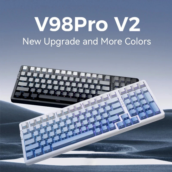 Безжична клавиатура VGN Wireless Gaming Mechanical Keyboard - V98 PRO V2 Limited Black Glow - Kailh Arctic Switches, BT5.0, 2.4G, RGB