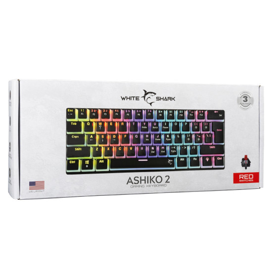 Клавиатура White Shark Gaming Mechanical Keyboard SHINOBI 2 - Red Switches (English US), Black
