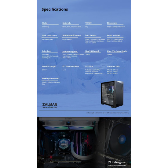 Кутия за компютър Zalman Gaming Case mATX - Z1 Iceberg Black