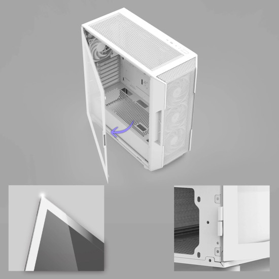 Кутия за компютър Zalman Case ATX - I3 NEO V2 White - RGB, Mesh