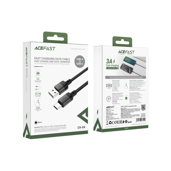 USB кабел Acefast USB-A to USB-C Cable 60W 1.2m - C9-04 - Black