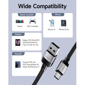 USB кабел Acefast USB-A to USB-C Cable 60W 1.2m - C9-04 - Black