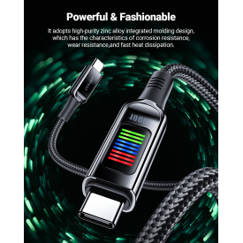 USB кабел Acefast USB-C to USB-C Cable 100W 1.2m with LED display - C7-03 - Black
