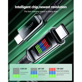 USB кабел Acefast USB-C to USB-C Cable 100W 1.2m with LED display - C7-03 - Black