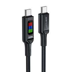 USB кабел Acefast USB-C to USB-C Cable 100W 1.2m with LED display - C7-03 - Black