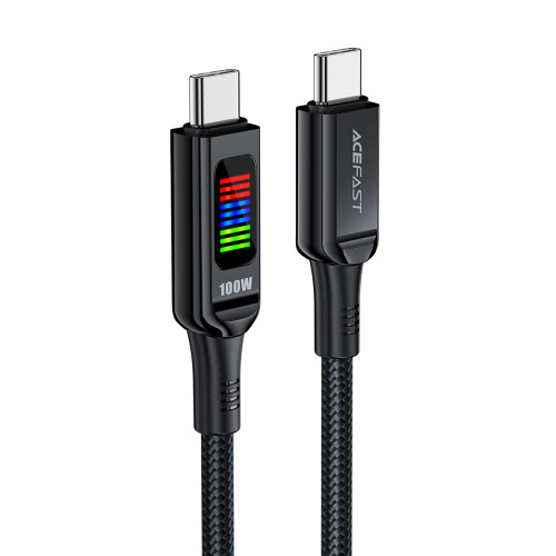 USB кабел Acefast USB-C to USB-C Cable 100W 1.2m with LED display - C7-03 - Black