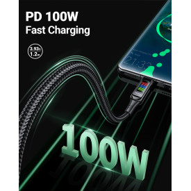 USB кабел Acefast USB-C to USB-C Cable 100W 1.2m with LED display - C7-03 - Black