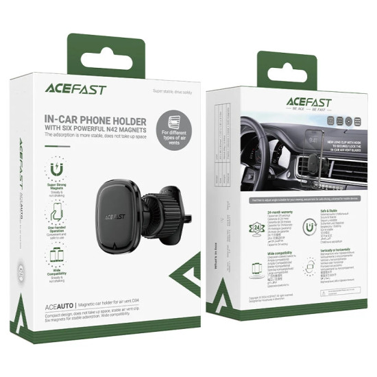 Стойка за телефон за кола Acefast Car phone holder - for outlet, Magnetic - D34 - Black