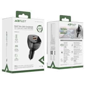 Зарядно за кола Acefast Fast Charger Car PD3.1 165W - B14 - USB-C x 2, USB-A x 1, Black