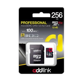 Карта памет Addlink microSDXC 256GB Professional Class 10+ UHS-1 V30 U3 Adapter - ad256GBMSXU32A