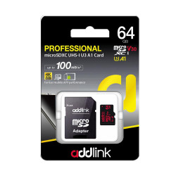 Карта памет Addlink microSDXC 64GB Professional Class 10+ UHS-1 V30 U3 Adapter - ad64GBMSXU3A