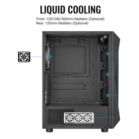 Кутия за компютър AeroCool Case ATX - Falcon-G-BK-v2 - Addressable RGB