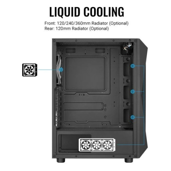 Кутия за компютър AeroCool Case ATX - Falcon-G-BK-v2 - Addressable RGB