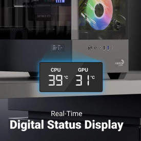 Кутия за компютър AeroCool Case mATX - P300D Digi-G-BK-v1 - Digital Display, USB-C, 3 x 120 mm A-RGB