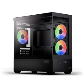 Кутия за компютър AeroCool Case mATX - P300D Digi-G-BK-v1 - Digital Display, USB-C, 3 x 120 mm A-RGB