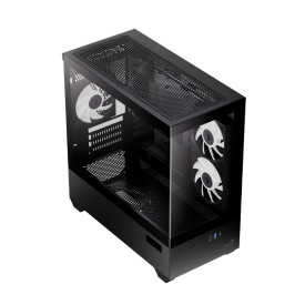 Кутия за компютър AeroCool Case mATX - P300D Digi-G-BK-v1 - Digital Display, USB-C, 3 x 120 mm A-RGB
