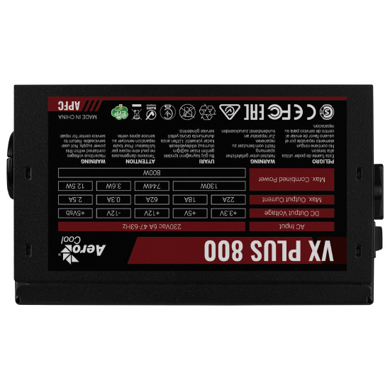 Захранване AeroCool PSU VX PLUS 800W A-PFC - ACPN-VS80AEY.11