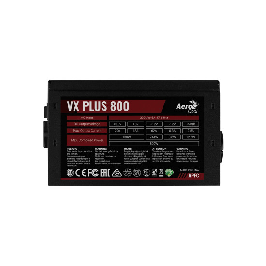 Захранване Aerocool VX Plus 800W ACPN-VS80AEY-11, ATX, 120mm, 80 PLUS CE