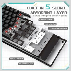 Клавиатура Ajazz Gaming Mechanical Keyboard AK820 - Red Switches [Linear] (English US), Black, White Backlight