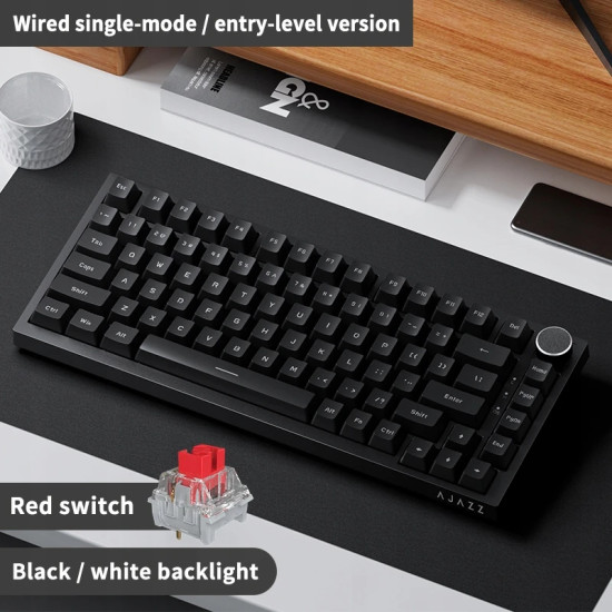 Клавиатура Ajazz Gaming Mechanical Keyboard AK820 - Red Switches [Linear] (English US), Black, White Backlight