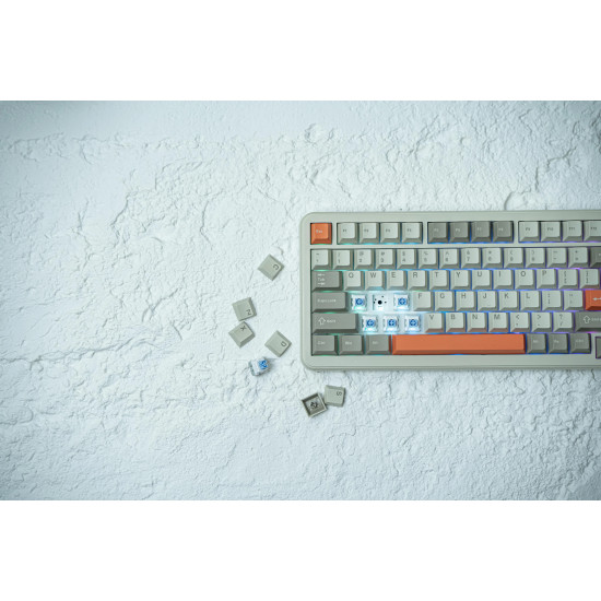 Безжична клавиатура Ajazz Wireless Gaming Mechanical Keyboard AK820 MAX - White birch [Linear] (English US), Side Printed, Gray