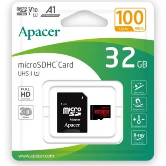 Карта памет Apacer MicroSDHC 64GB UHS-I Class10, Adapter - AP32GMCSH10UB-R