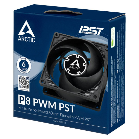 Вентилатор Arctic Fan 80mm P8 PWM PST - black/black - 200-3000rpm