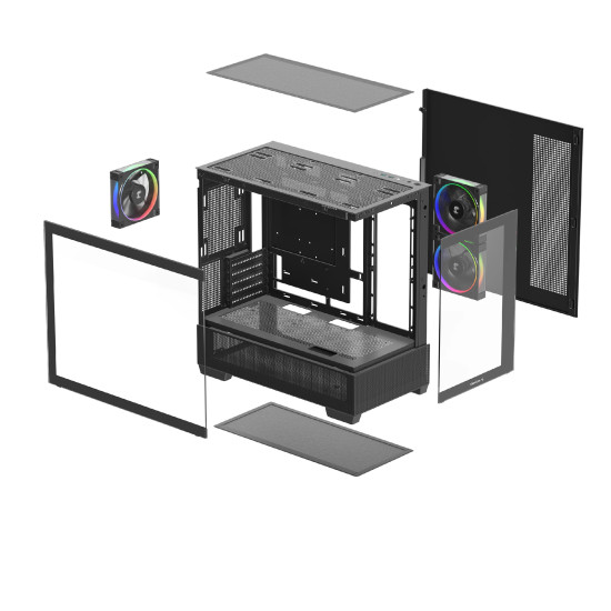 Кутия за компютър DeepCool Case ATX - CG380 3F - 3 ARGB Fans, USB-C