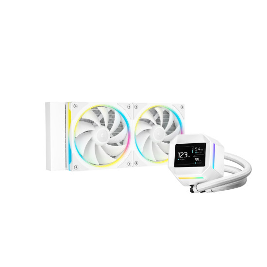 Водно охлаждане DeepCool LM240 WH, 2.4 инча IPS Display, 2x120mm, ARGB