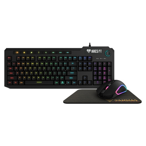 Геймърски комплект Gamdias Gaming COMBO 3-in-1 Keyboard, Mouse, Pad - ARES P2