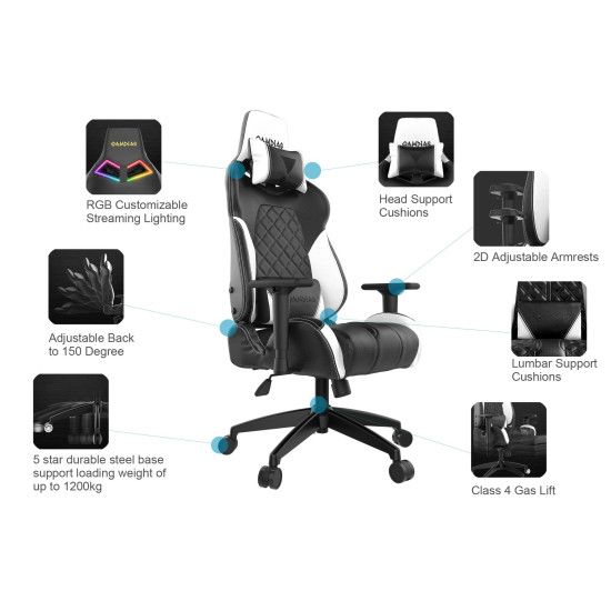 Геймърски стол Gamdias Gaming Chair - ACHILLES E1-L Blue RGB