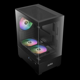 Кутия за компютър Gamdias Case mATX - AURA GC9M - 3 x 120 mm A-RGB, Tempered Glass