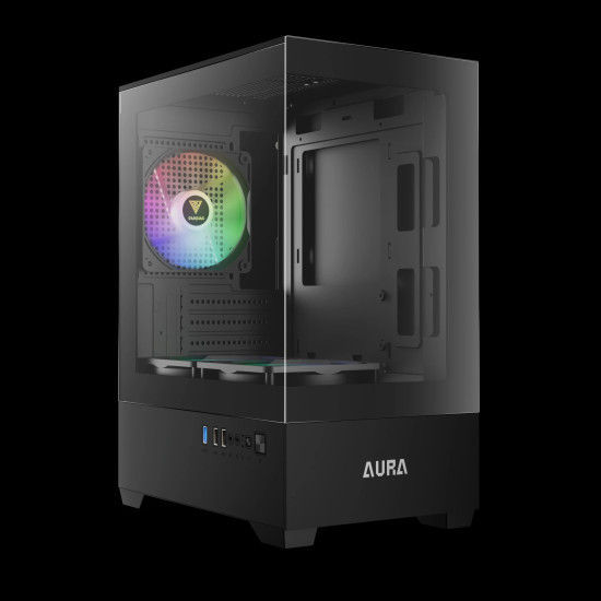 Кутия за компютър Gamdias Case mATX - AURA GC9M - 3 x 120 mm A-RGB, Tempered Glass