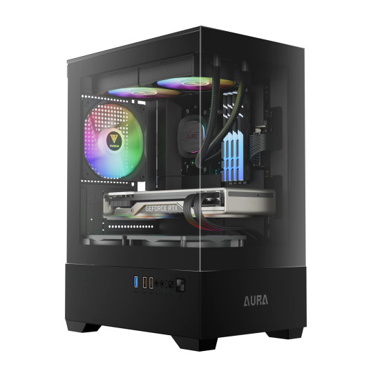 Кутия за компютър Gamdias Case mATX - AURA GC9M - 3 x 120 mm A-RGB, Tempered Glass