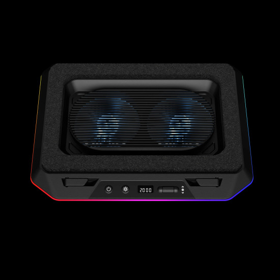 Охладител за лаптоп Gamdias Gaming Notebook Cooler 19.0 инча - AETHER P1 - USB-C/A Hub, RGB, Phone Stand