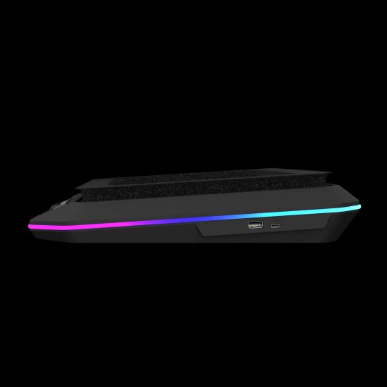 Охладител за лаптоп Gamdias Gaming Notebook Cooler 19.0 инча - AETHER P1 - USB-C/A Hub, RGB, Phone Stand