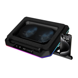 Охладител за лаптоп Gamdias Gaming Notebook Cooler 19.0 инча - AETHER P1 - USB-C/A Hub, RGB, Phone Stand