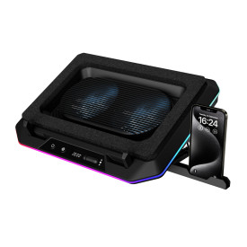 Охладител за лаптоп Gamdias Gaming Notebook Cooler 19.0 инча - AETHER P1 - USB-C/A Hub, RGB, Phone Stand