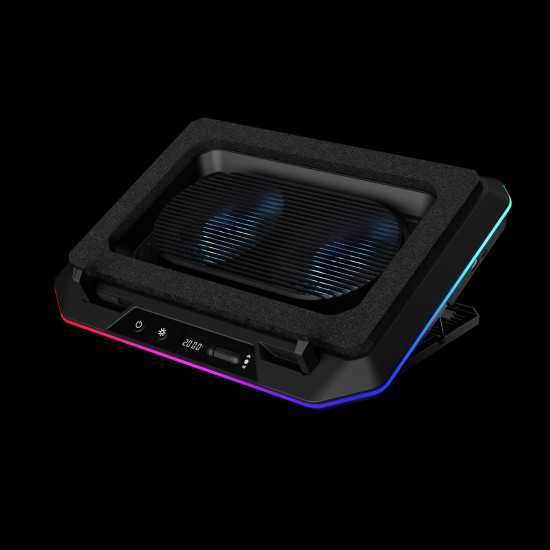 Охладител за лаптоп Gamdias Gaming Notebook Cooler 19.0 инча - AETHER P1 - USB-C/A Hub, RGB, Phone Stand