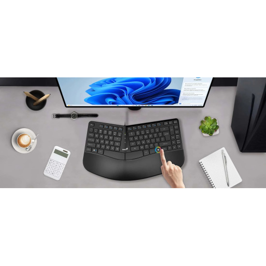 Клавиатура Genius Ergo KB-700, Ergonomic, USB, Split Wave Design, With Palm Rest, Black