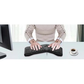 Клавиатура Genius Ergo KB-700, Ergonomic, USB, Split Wave Design, With Palm Rest, Black