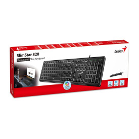 Клавиатура Genius Keyboard SlimStar 820 Black - AI, Illuminated, Slim, BG, USB