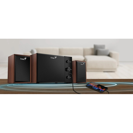Тонколони Genius Speakers 2.1 - SW-2.1 350 - 15W RMS, Wood