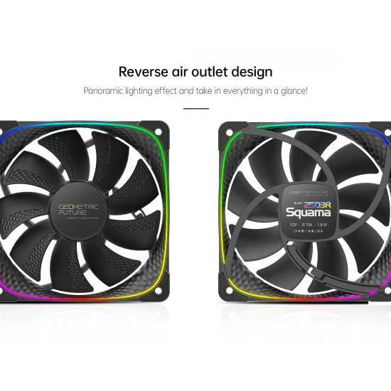 Вентилатор Geometric Future Squama 2503R, REVERSE Fan, 120mm, ARGB, White