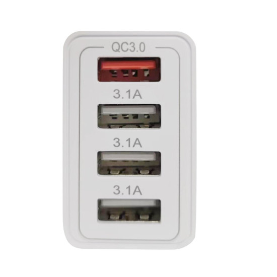Зарядно Makki Fast Charger - QC3.0+3xUSB 30W White - MAKKI-QC48W4