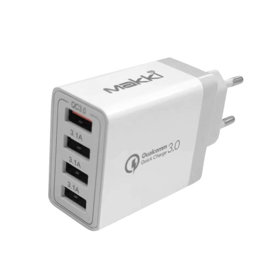 Зарядно Makki Fast Charger - QC3.0+3xUSB 30W White - MAKKI-QC48W4