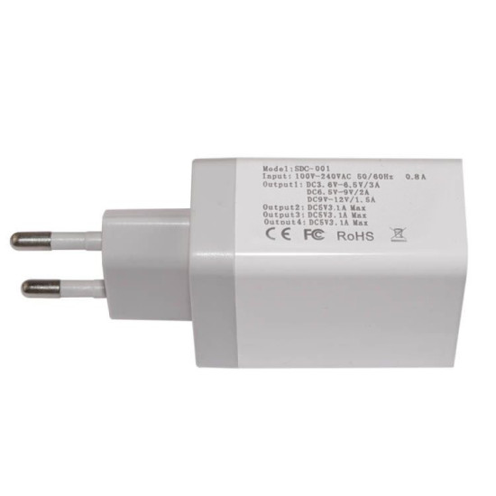Зарядно Makki Fast Charger - QC3.0+3xUSB 30W White - MAKKI-QC48W4