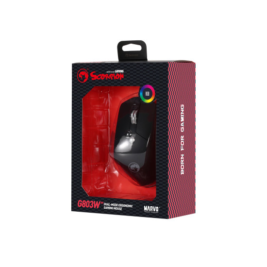 Безжична мишка Marvo Wireless Gaming Mouse Duke 55 G803 BK - 4000dpi, 2.4G, Bluetooth